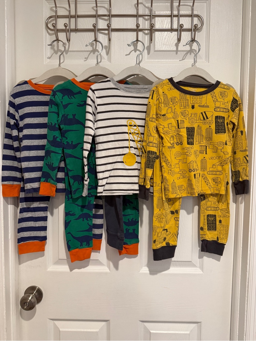Carter's 4T Long Sleev Pajama Bundle Boys Dinosaur Construction Sleepwear 4 Sets